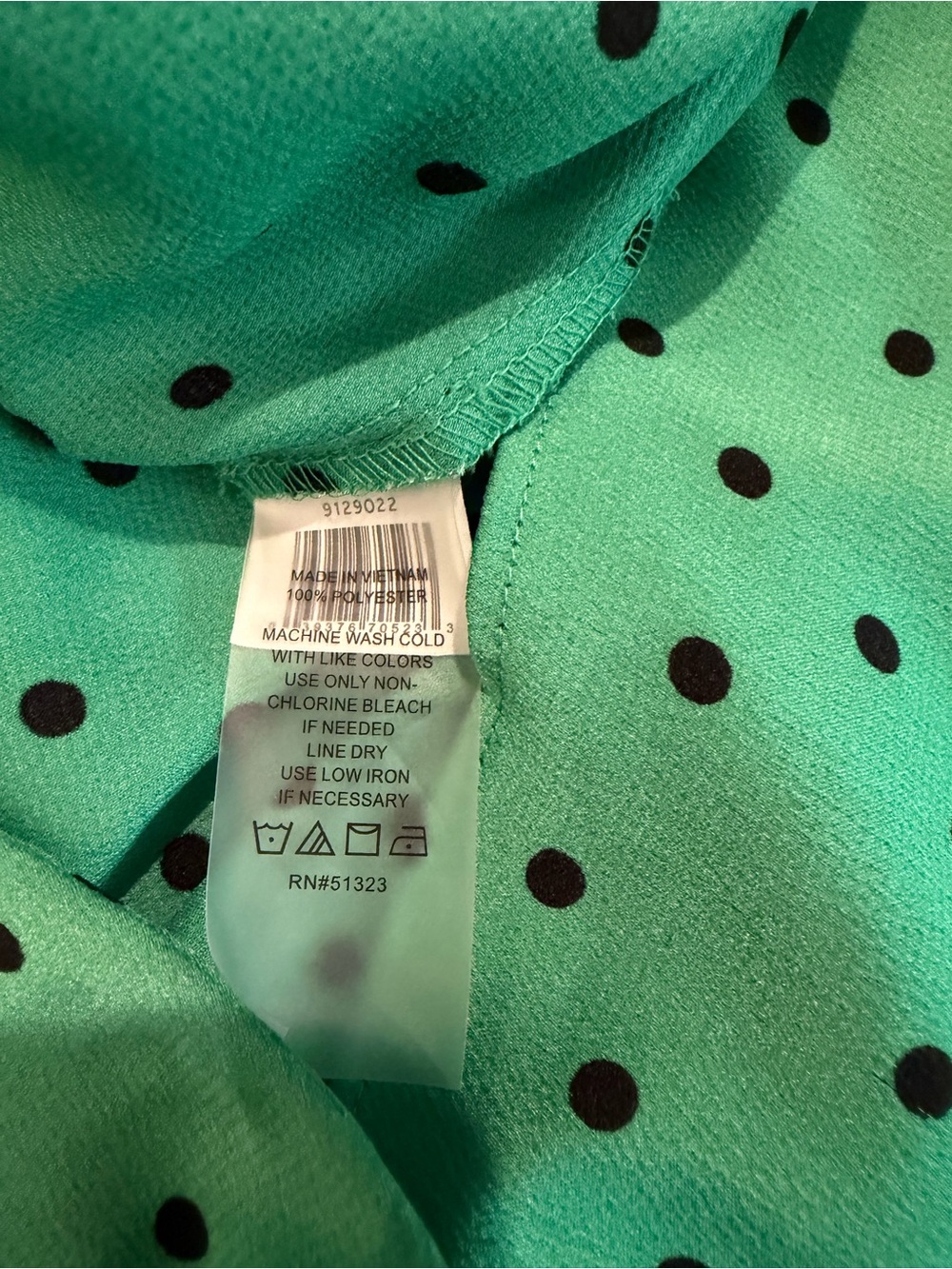 Vince Camuto Green Black Polka Dot V-Neck Belted Peplum Blouse Small - Picture 5 of 5